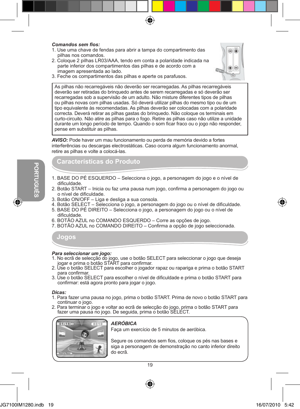 Características do produto, Jogos | Lexibook JG7100 User Manual | Page 19 / 44