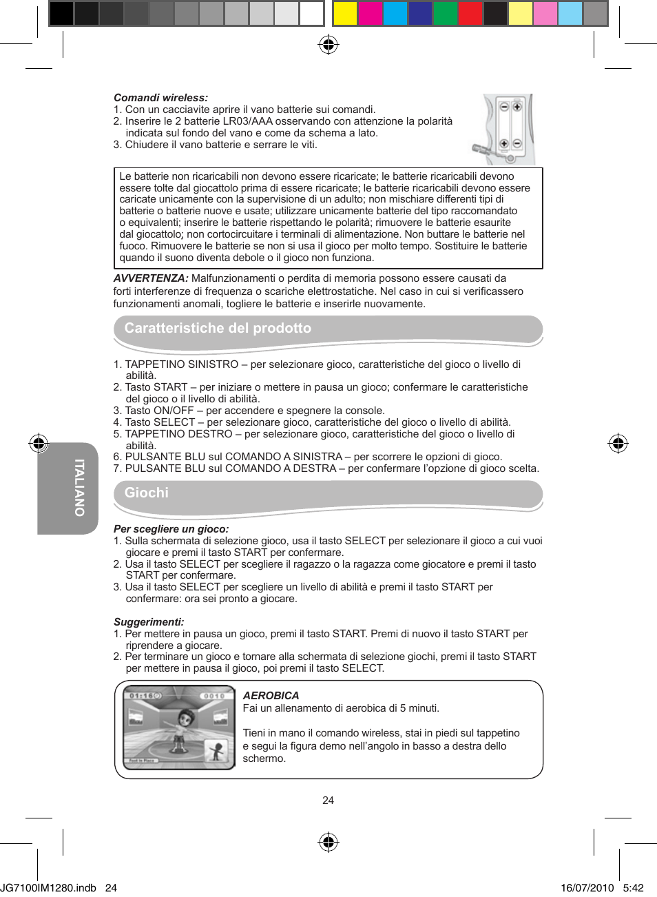 Caratteristiche del prodotto, Giochi | Lexibook JG7100 User Manual | Page 24 / 44