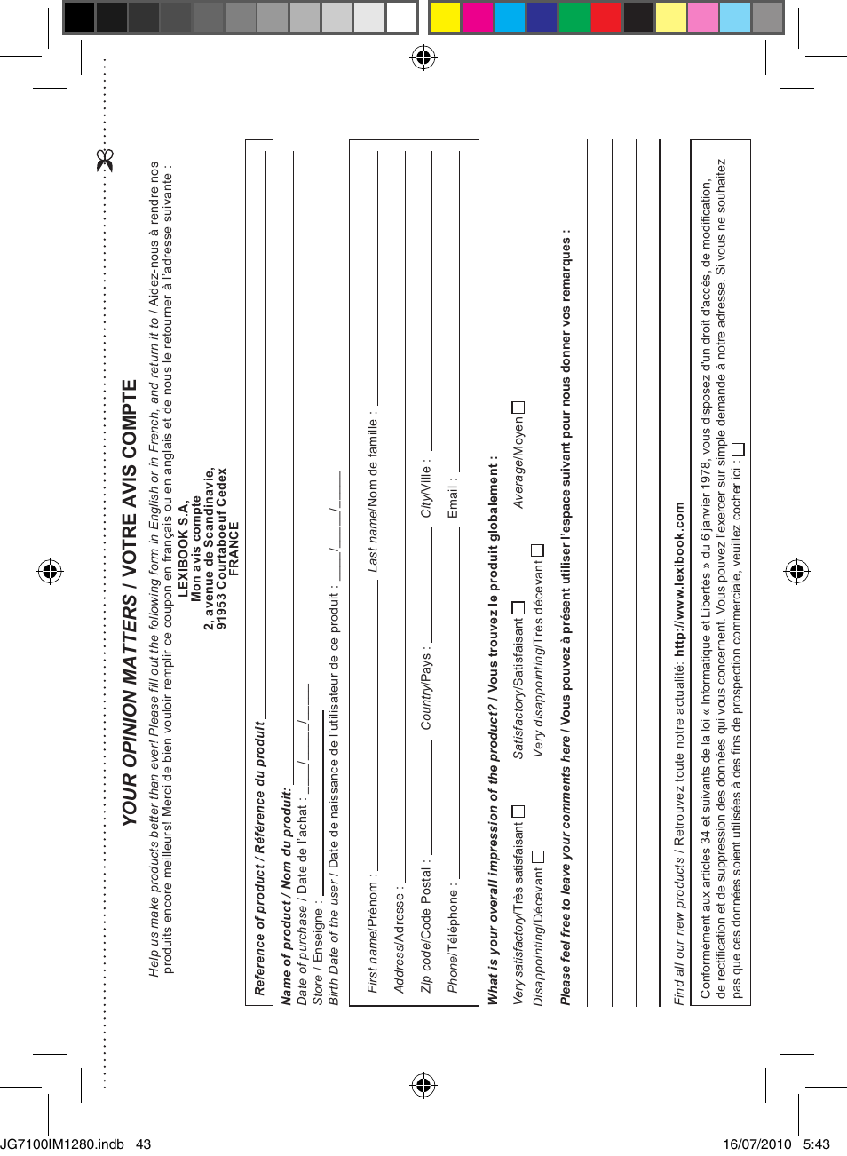 Lexibook JG7100 User Manual | Page 43 / 44