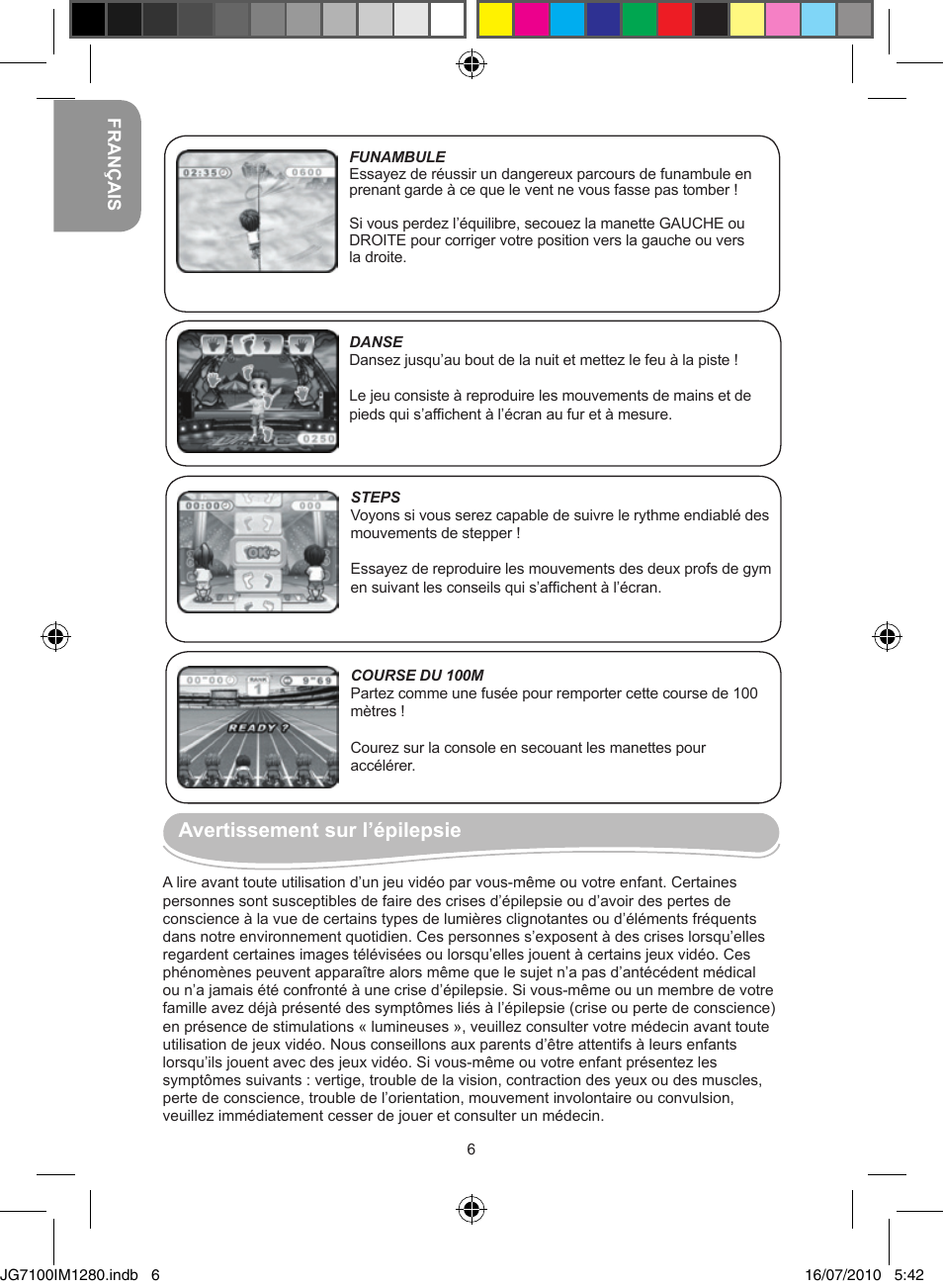 Avertissement sur l’épilepsie | Lexibook JG7100 User Manual | Page 6 / 44