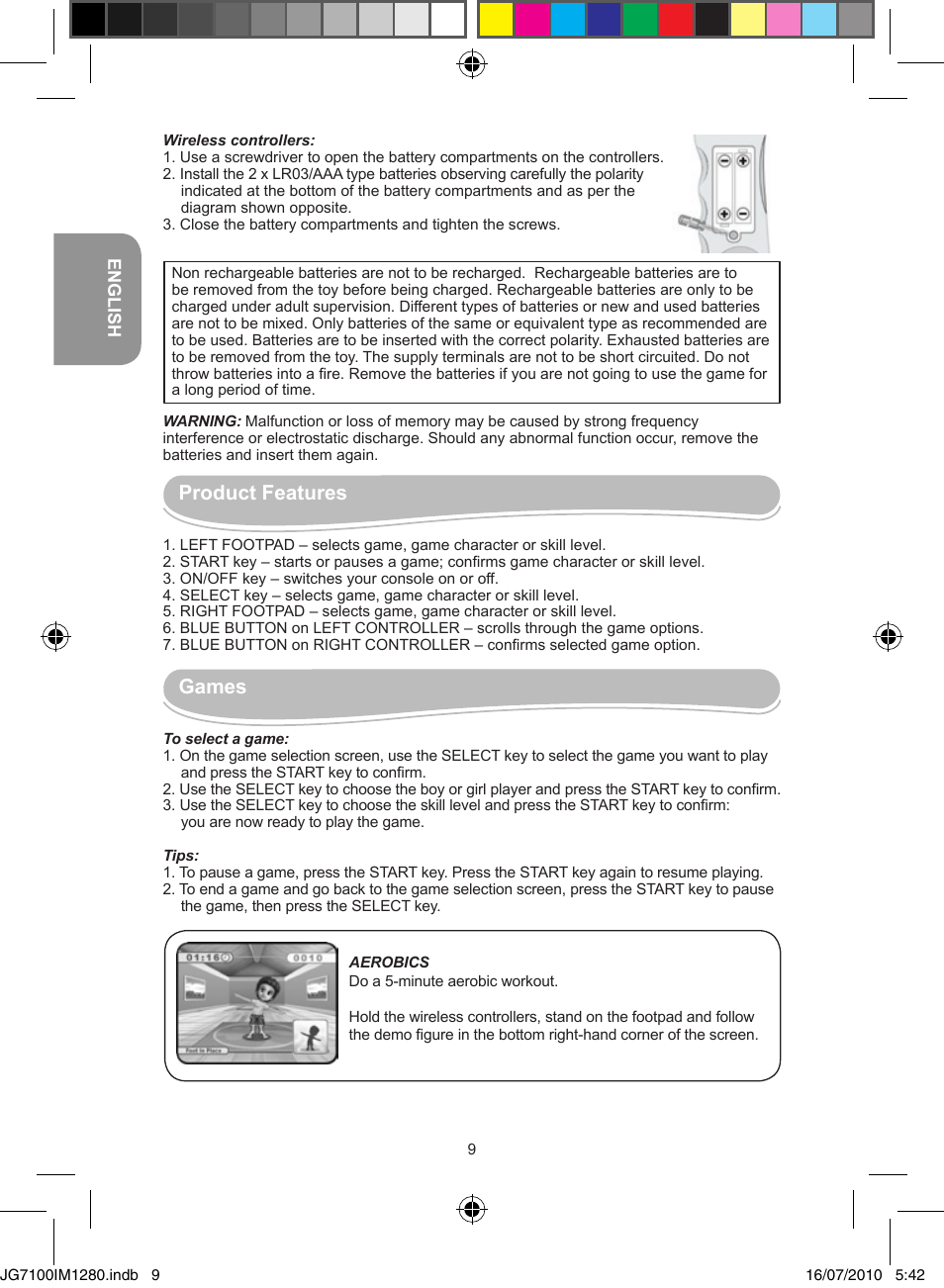 Product features, Games | Lexibook JG7100 User Manual | Page 9 / 44