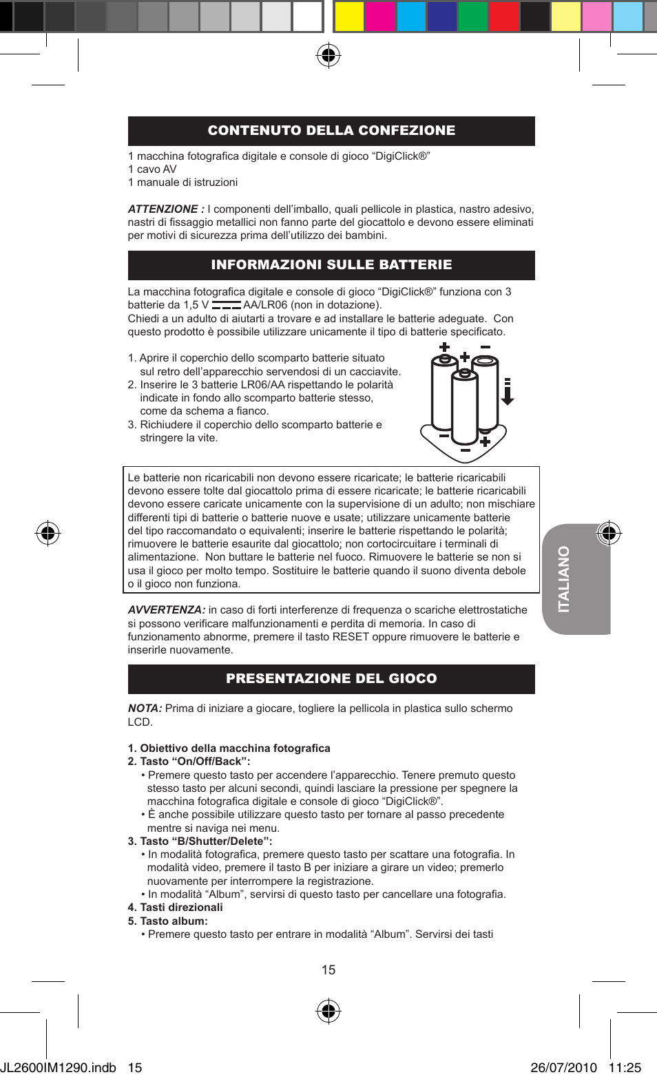 It aliano | Lexibook JL2600 User Manual | Page 15 / 25