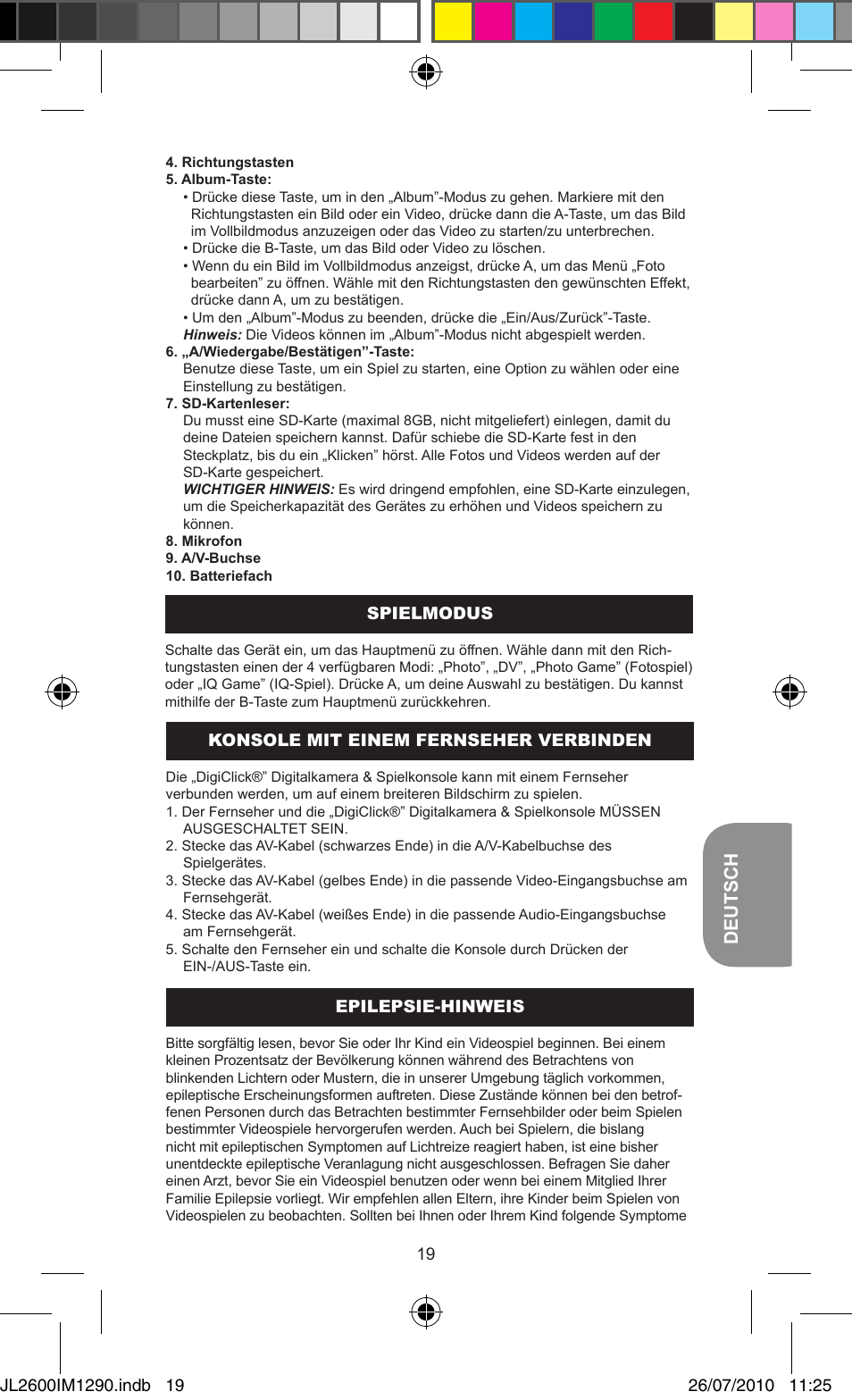 Deutsch | Lexibook JL2600 User Manual | Page 19 / 25