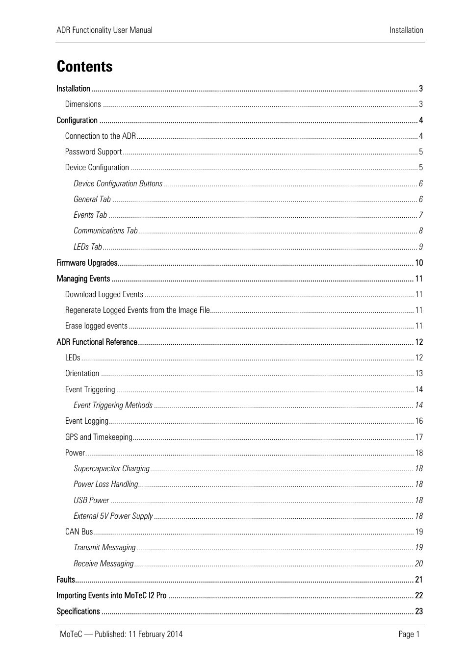 MoTeC ADR User Manual | Page 2 / 25