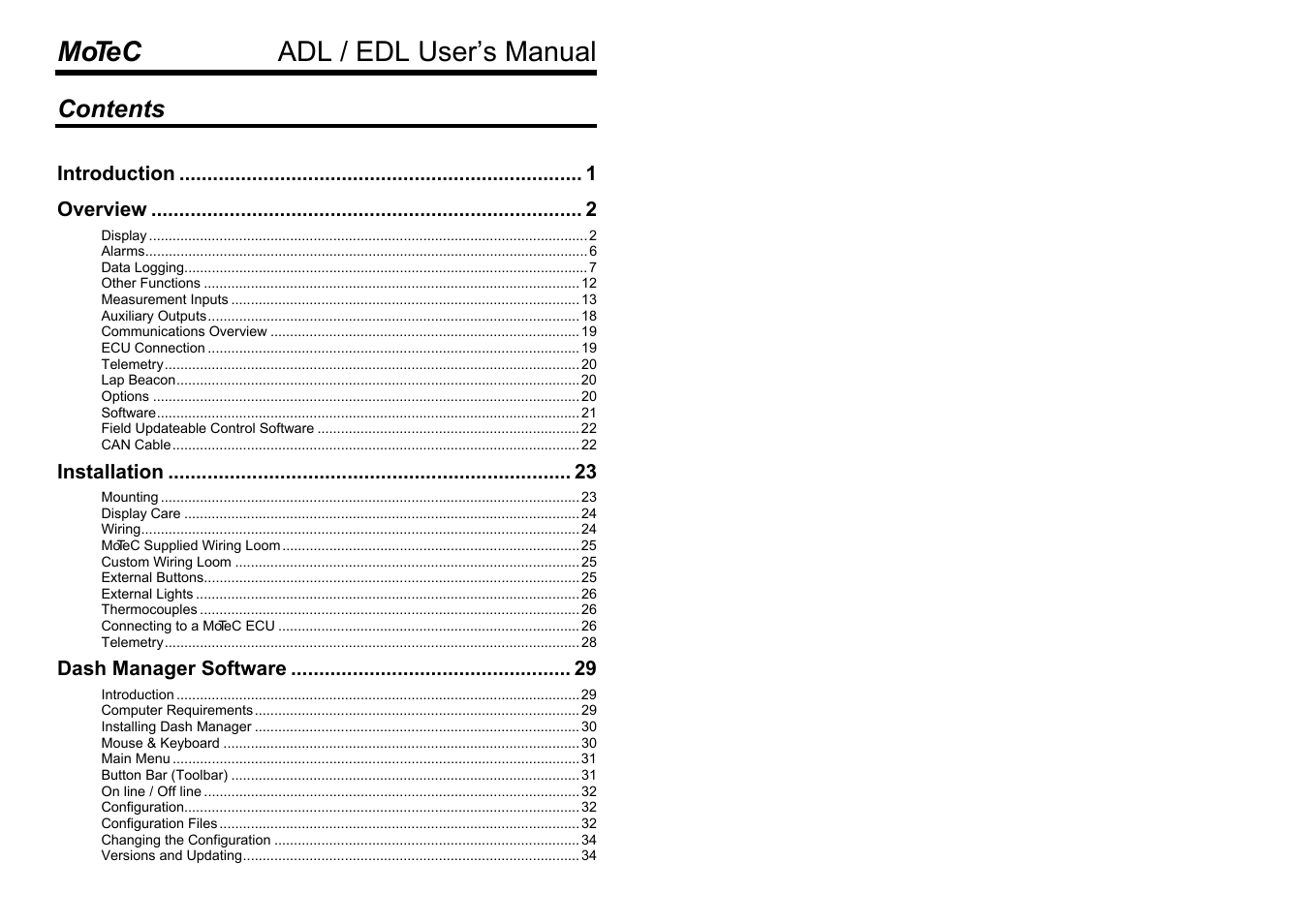 MoTeC ADL EDL User Manual | 81 pages