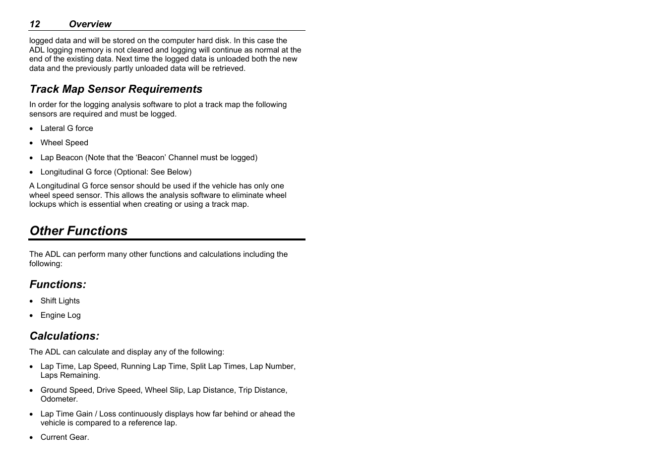 Other functions | MoTeC ADL EDL User Manual | Page 14 / 81