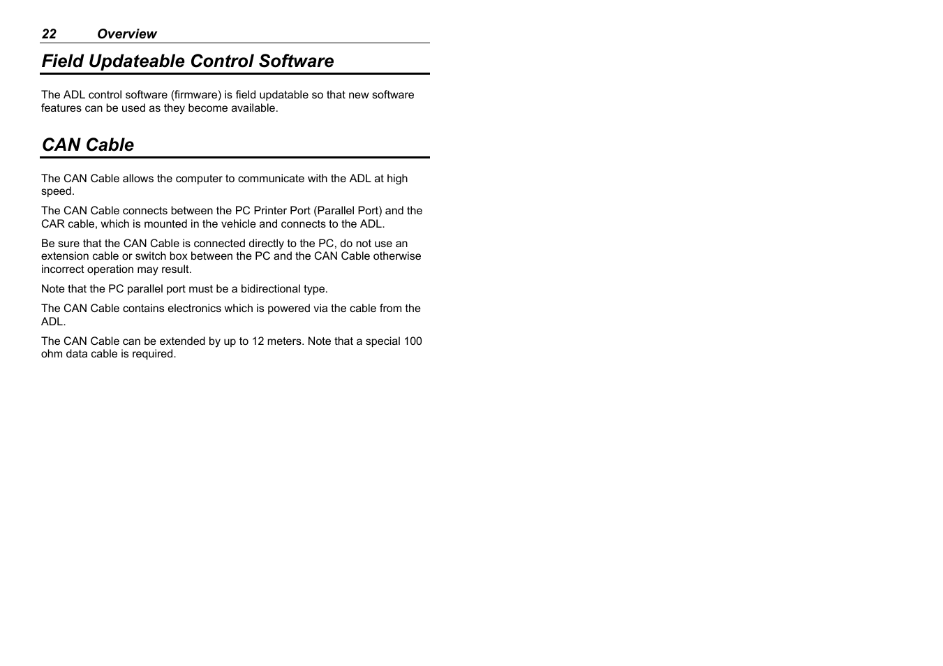 Field updateable control software, Can cable | MoTeC ADL EDL User Manual | Page 24 / 81