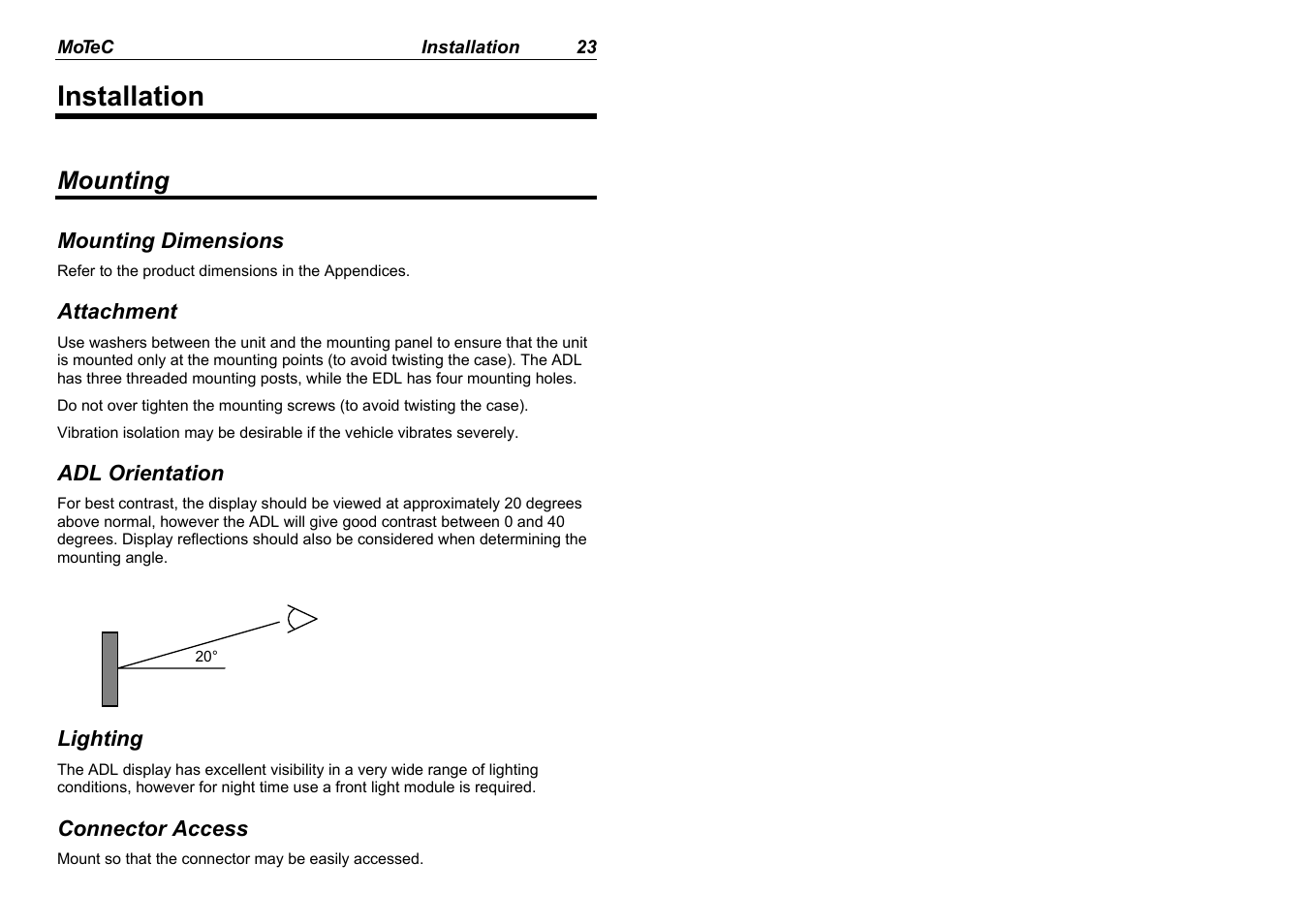 Installation, Mounting | MoTeC ADL EDL User Manual | Page 25 / 81