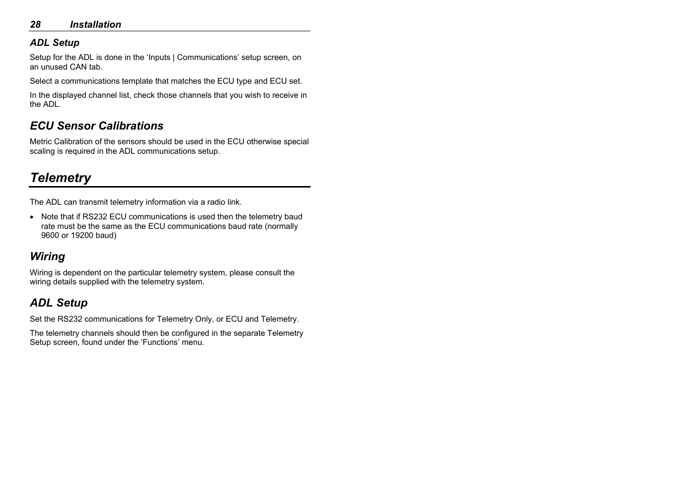 Telemetry | MoTeC ADL EDL User Manual | Page 30 / 81