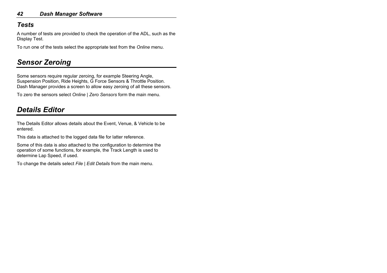 Sensor zeroing, Details editor | MoTeC ADL EDL User Manual | Page 44 / 81