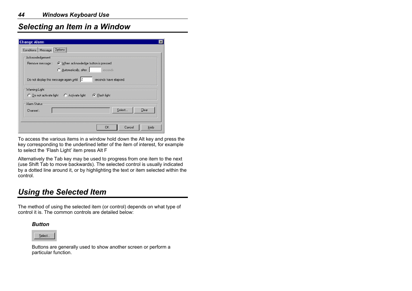 Selecting an item in a window, Using the selected item | MoTeC ADL EDL User Manual | Page 46 / 81