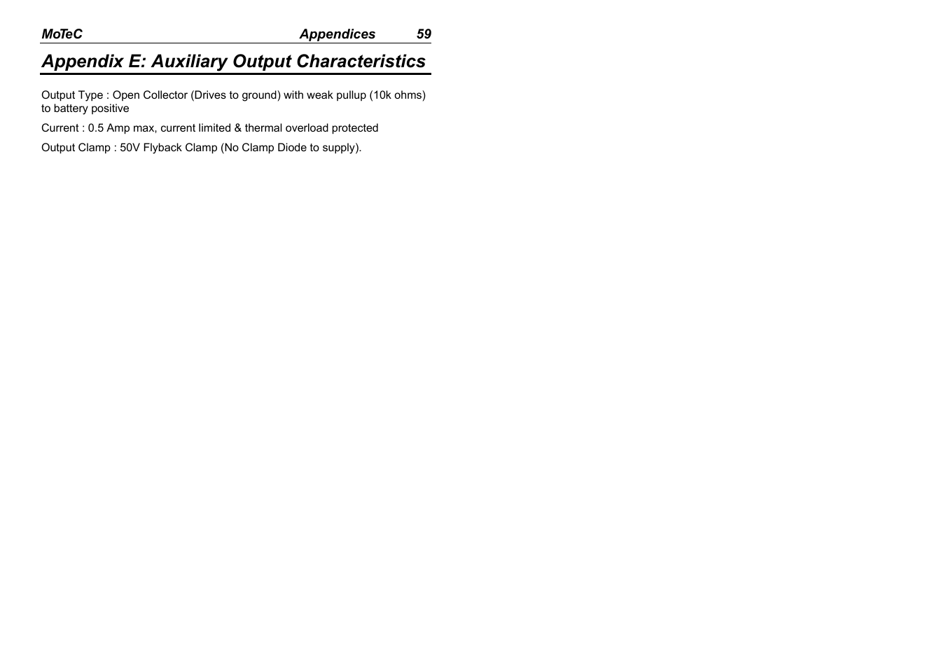 Appendix e: auxiliary output characteristics | MoTeC ADL EDL User Manual | Page 61 / 81