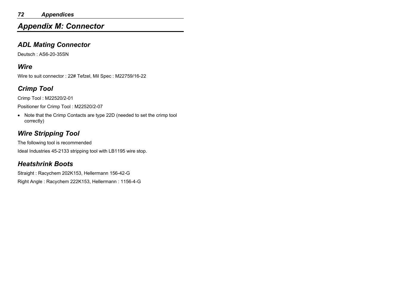 Appendix m: connector | MoTeC ADL EDL User Manual | Page 74 / 81