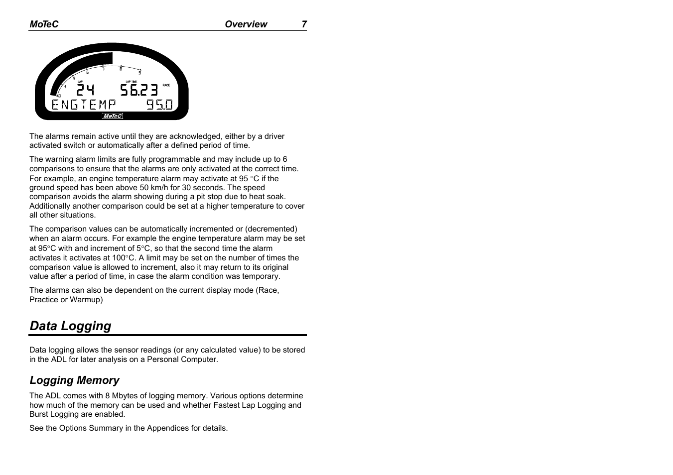 Data logging | MoTeC ADL EDL User Manual | Page 9 / 81