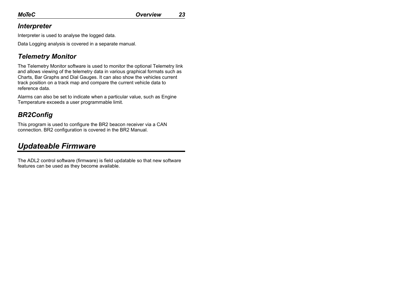 Updateable firmware | MoTeC ADL2 EDL2 User Manual | Page 25 / 82