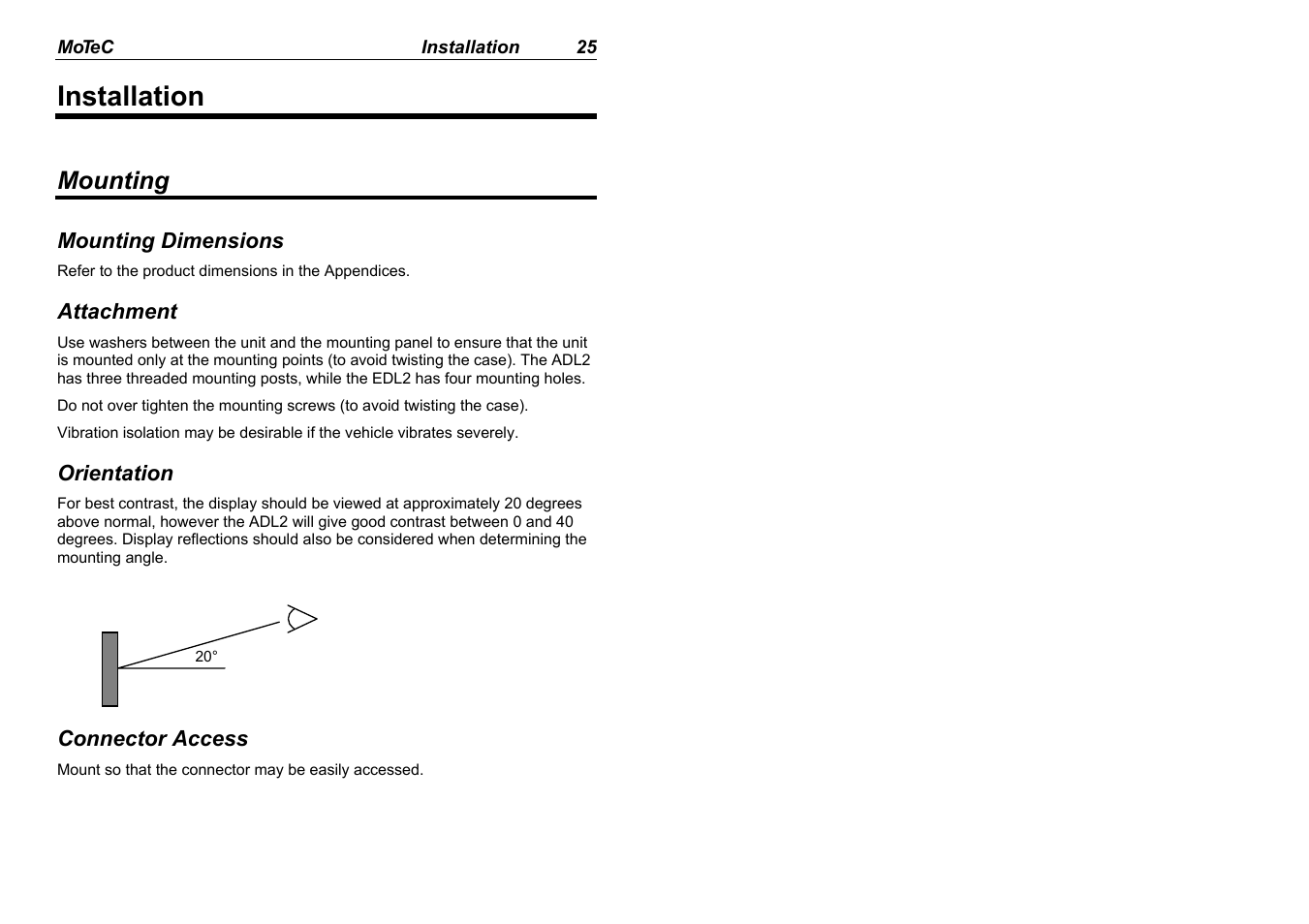 Installation, Mounting | MoTeC ADL2 EDL2 User Manual | Page 27 / 82