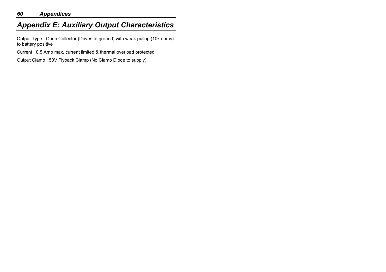 Appendix e: auxiliary output characteristics | MoTeC ADL2 EDL2 User Manual | Page 62 / 82