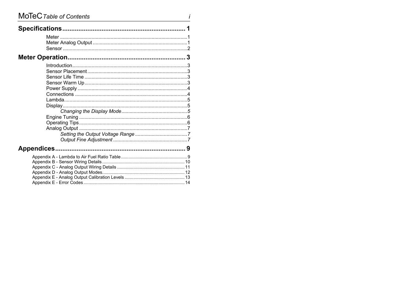 Motec | MoTeC AFM1 User Manual | Page 3 / 20