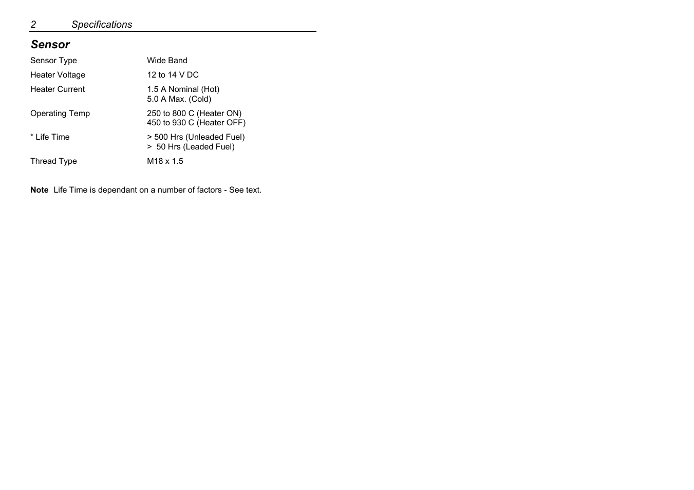 Sensor | MoTeC AFM1 User Manual | Page 6 / 20