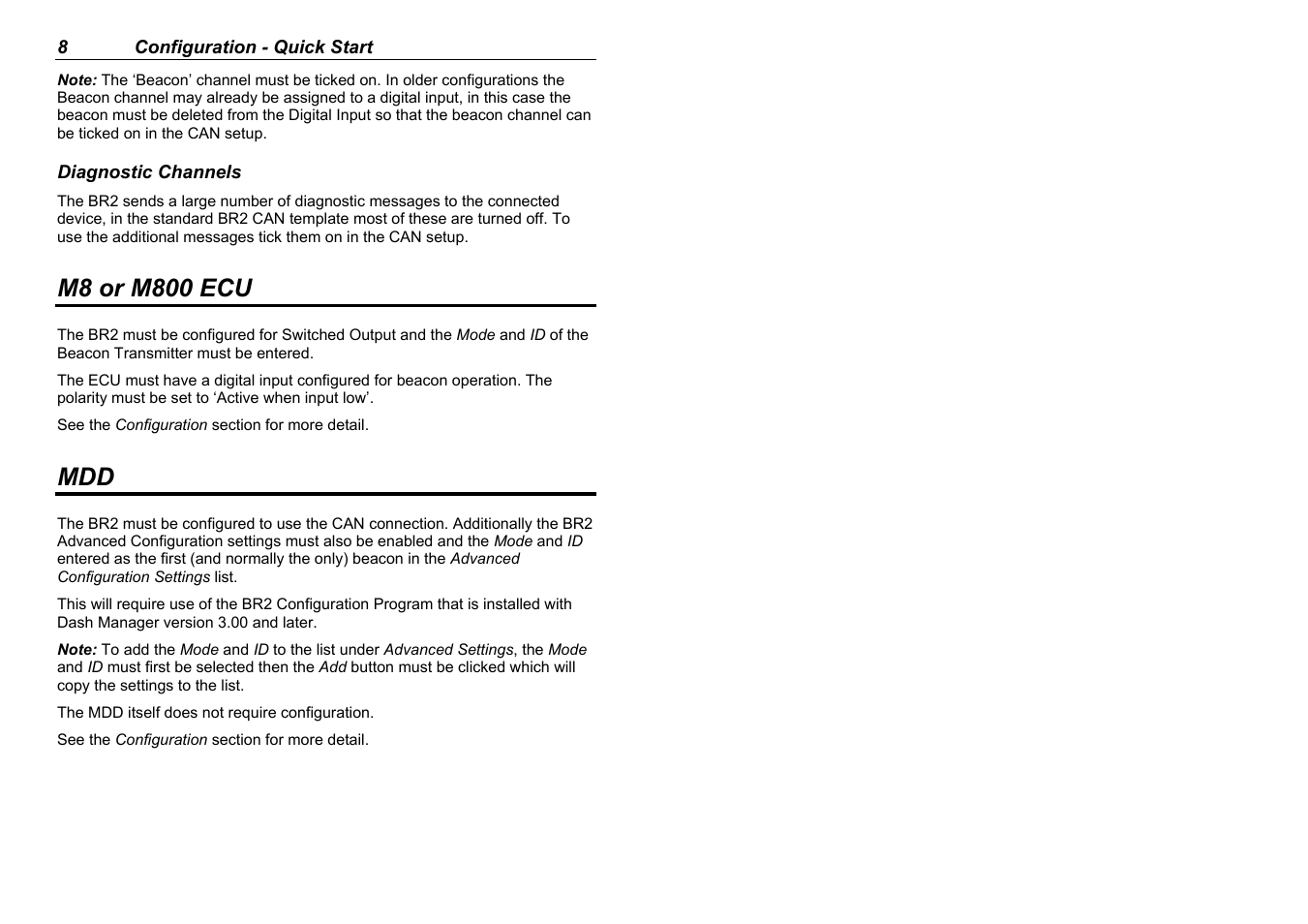 M8 or m800 ecu | MoTeC BR2 BTX User Manual | Page 10 / 47