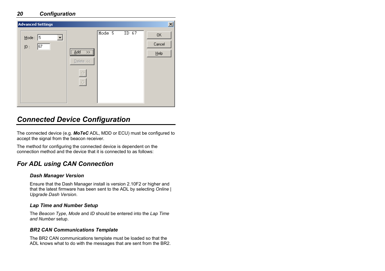 Connected device configuration | MoTeC BR2 BTX User Manual | Page 22 / 47