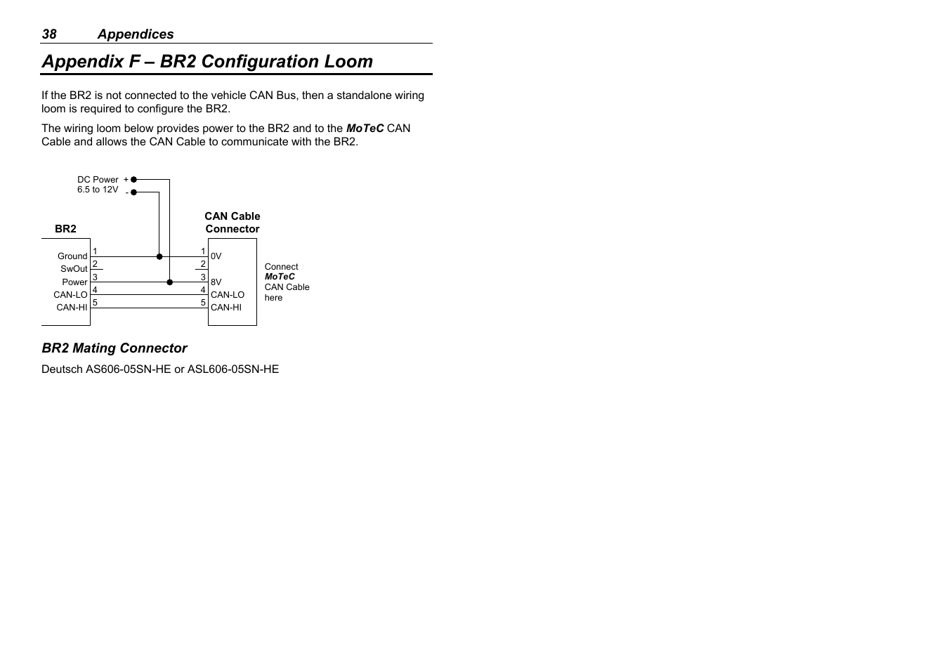 Appendix f – br2 configuration loom | MoTeC BR2 BTX User Manual | Page 40 / 47