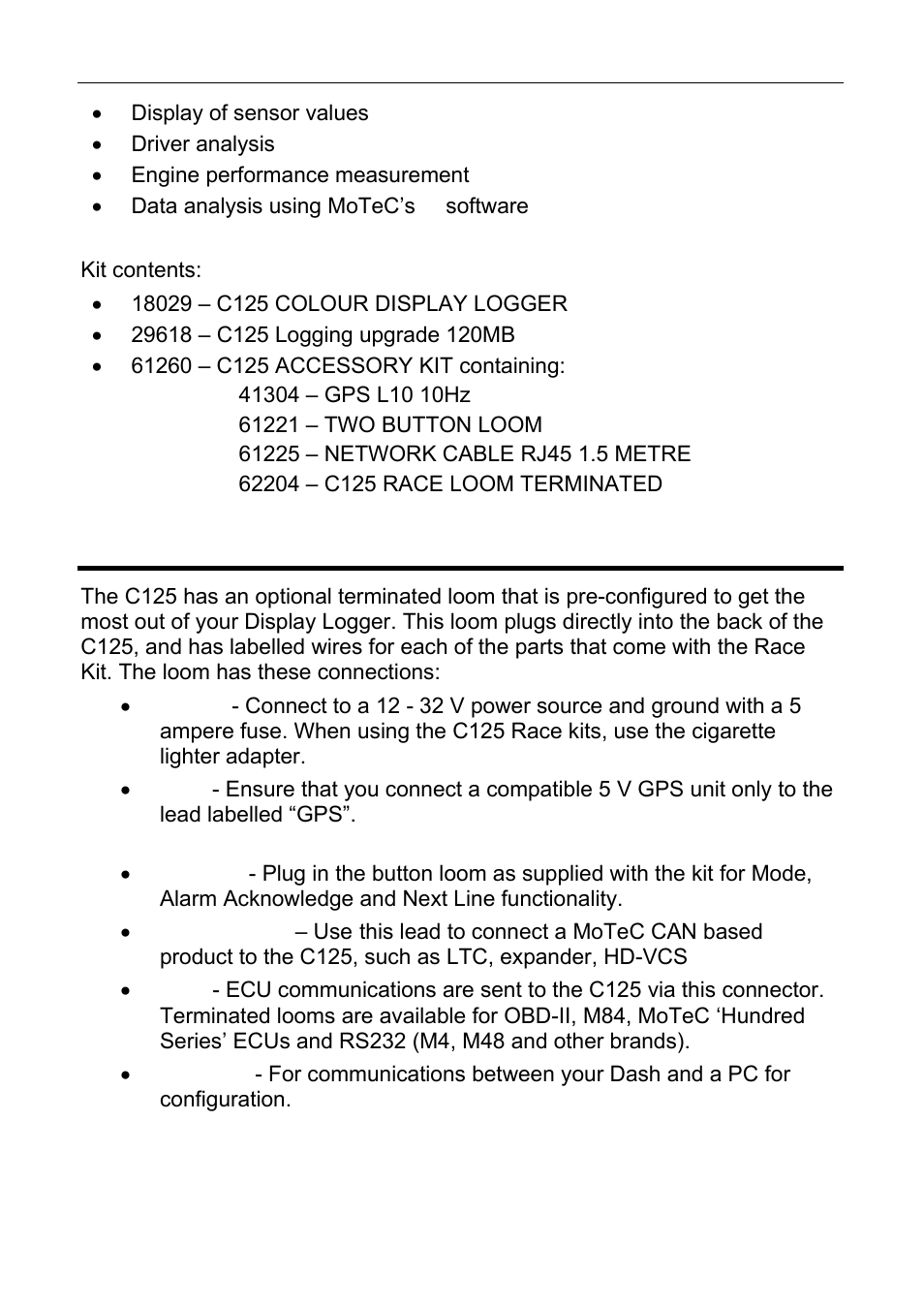 Installing the c125 terminated loom | MoTeC C125 User Manual | Page 14 / 89