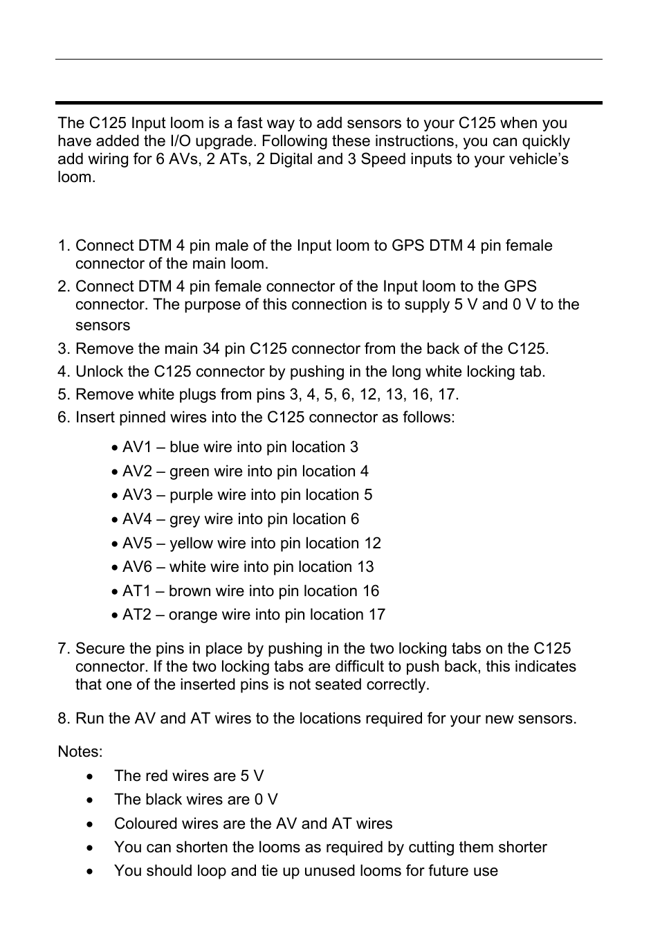 Installing the c125 input loom | MoTeC C125 User Manual | Page 15 / 89