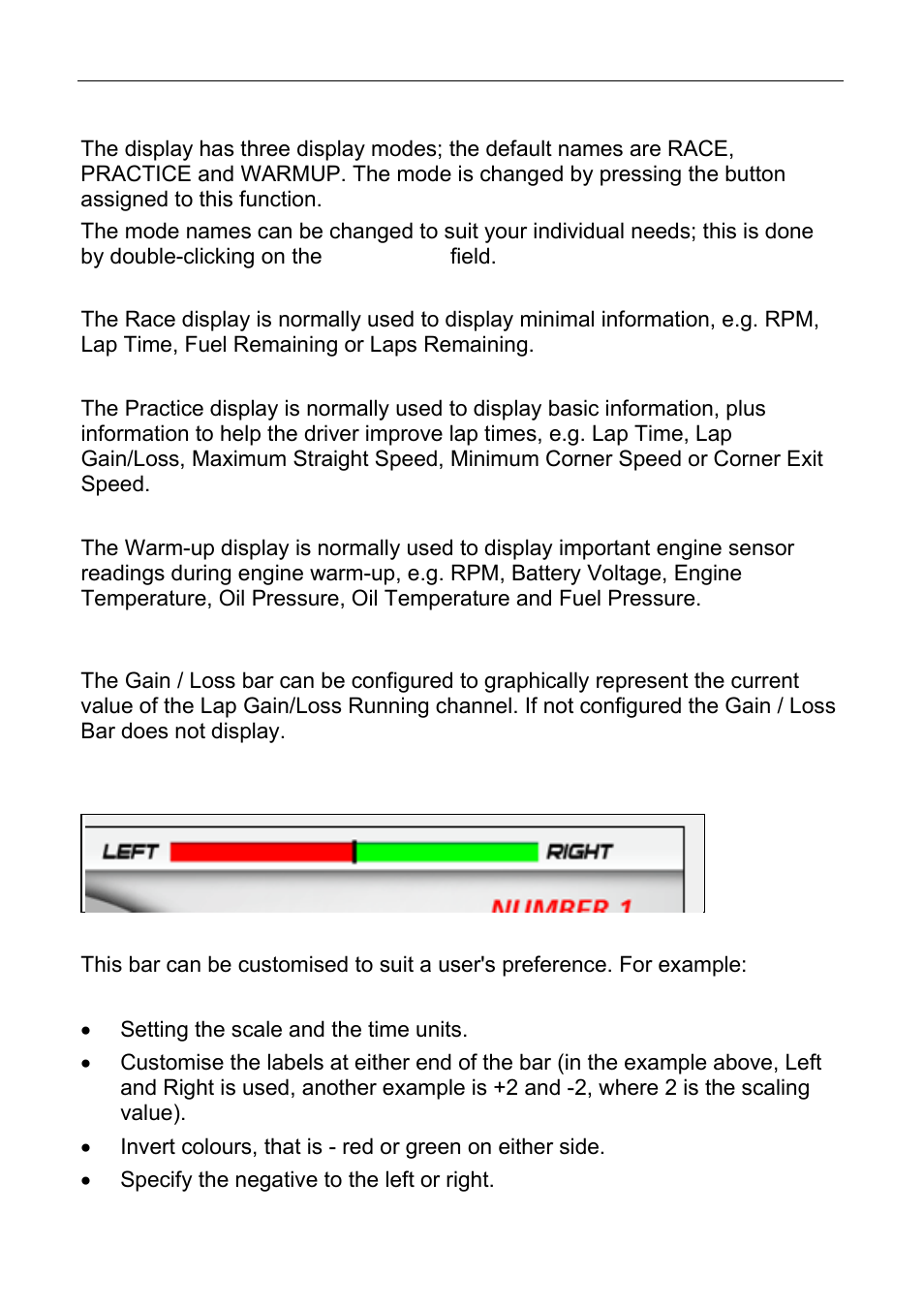 Gain / loss bar | MoTeC C125 User Manual | Page 43 / 89