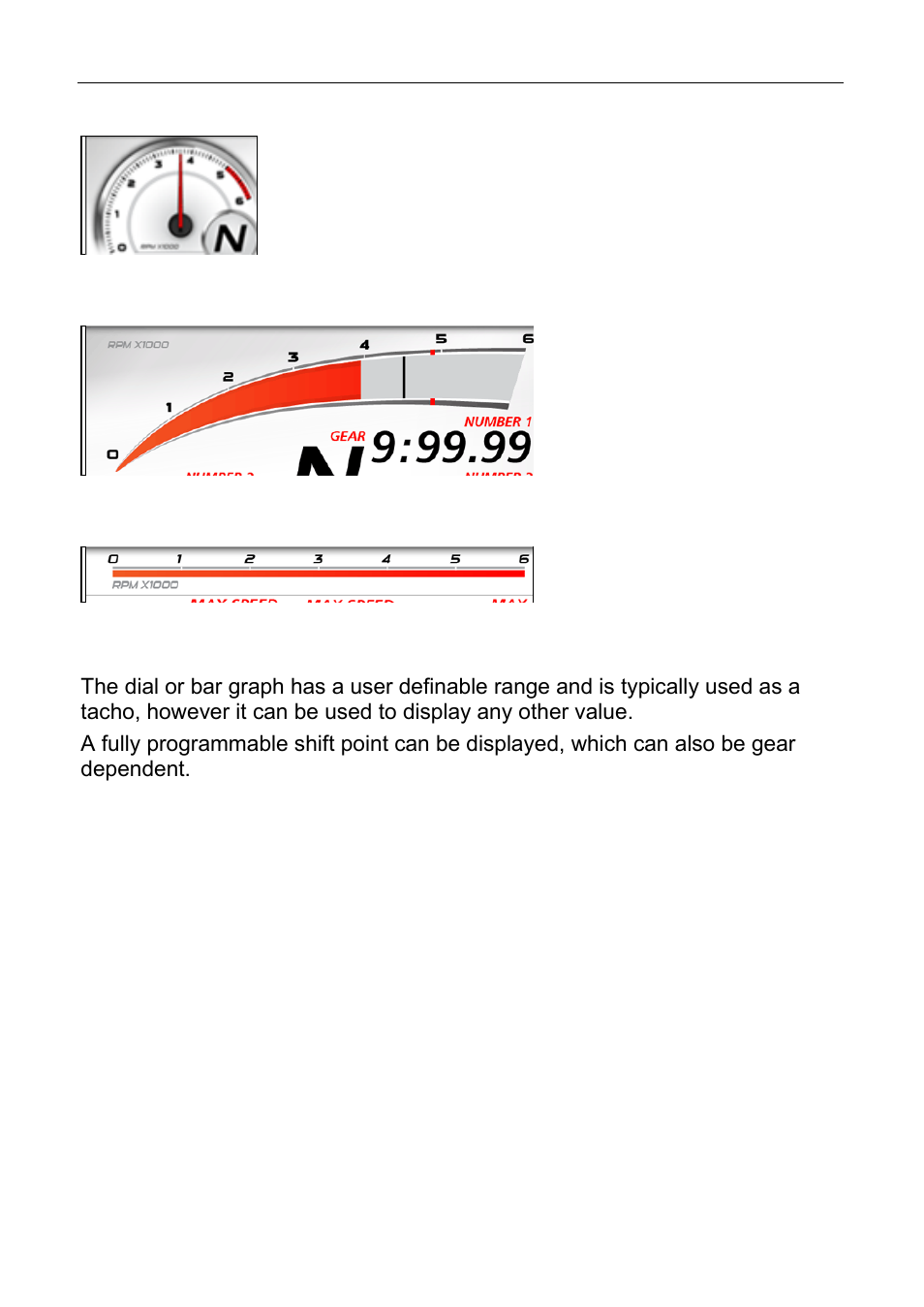 Dial or bar graph (depending on style chosen) | MoTeC C125 User Manual | Page 44 / 89