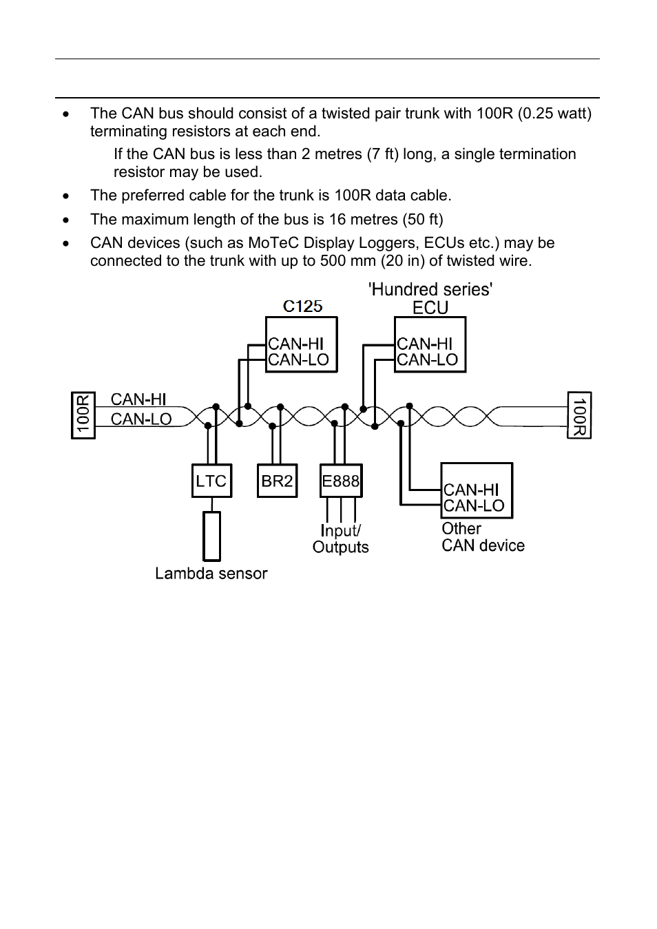 Can bus wiring requirements | MoTeC C125 User Manual | Page 69 / 89