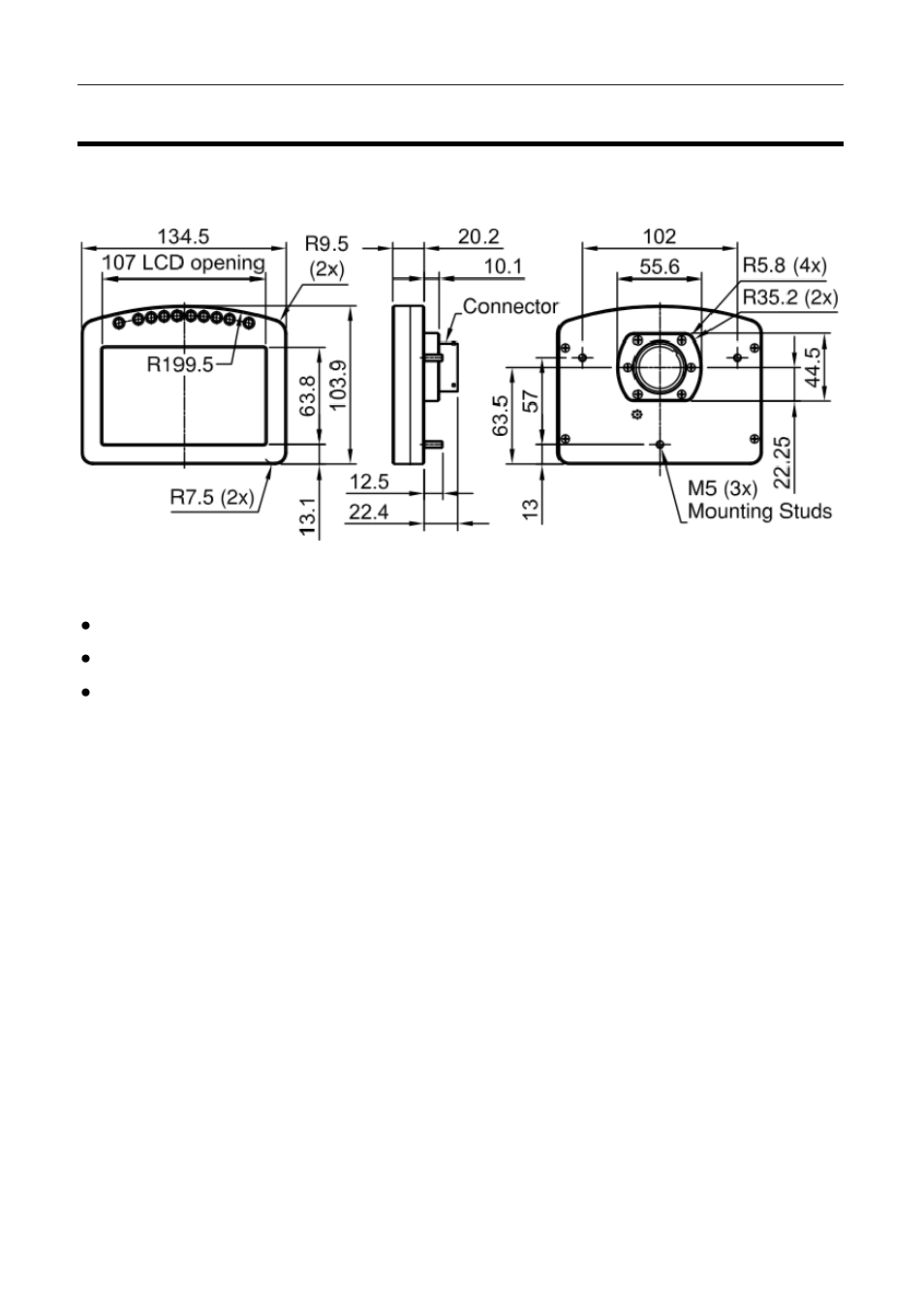 Mounting dimensions, C185 | MoTeC C185 User Manual | Page 62 / 85