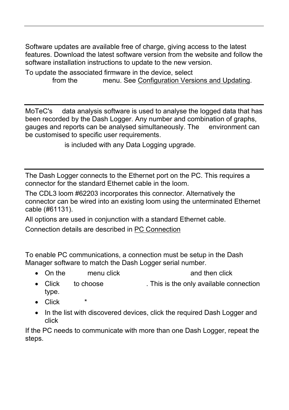 I2 data analysis software, Connecting the dash logger to a pc | MoTeC CDL3 User Manual | Page 27 / 86