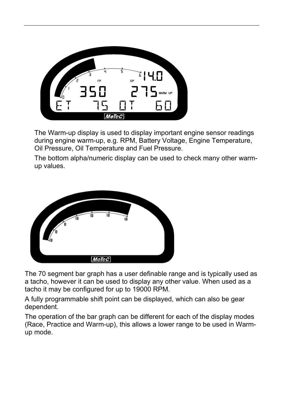 Motec configuration 43, Bar graph | MoTeC CDL3 User Manual | Page 43 / 86