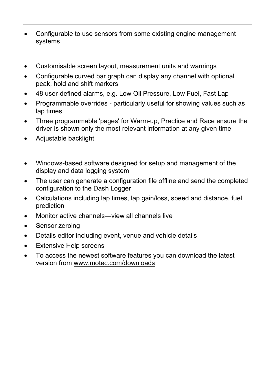 Motec introduction 7, Display, Software | MoTeC CDL3 User Manual | Page 7 / 86