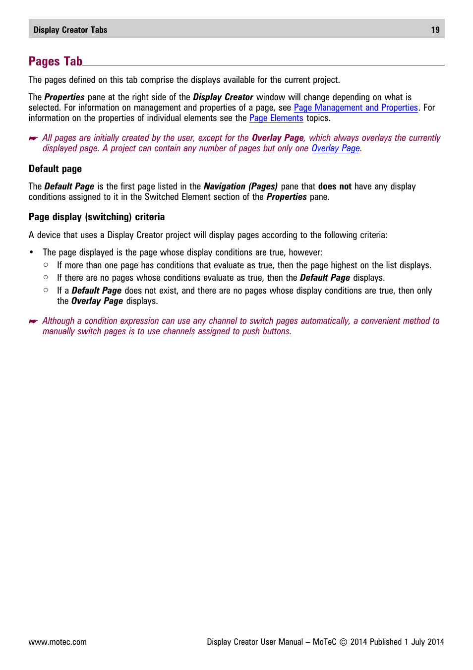 Pages tab | MoTeC Display Creator User Manual | Page 19 / 66