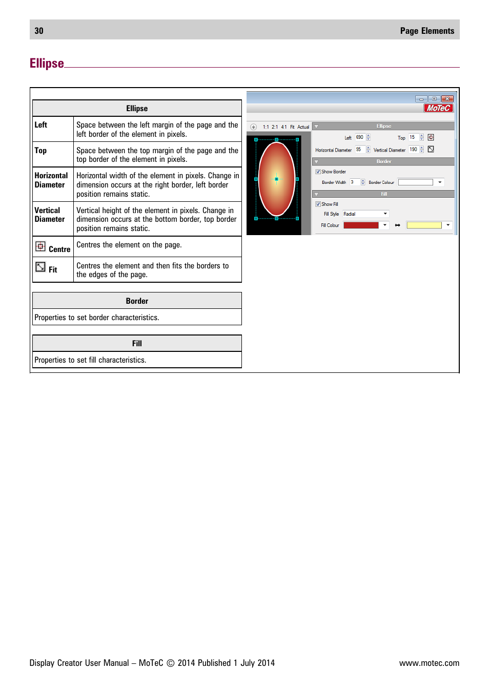 Ellipse | MoTeC Display Creator User Manual | Page 30 / 66