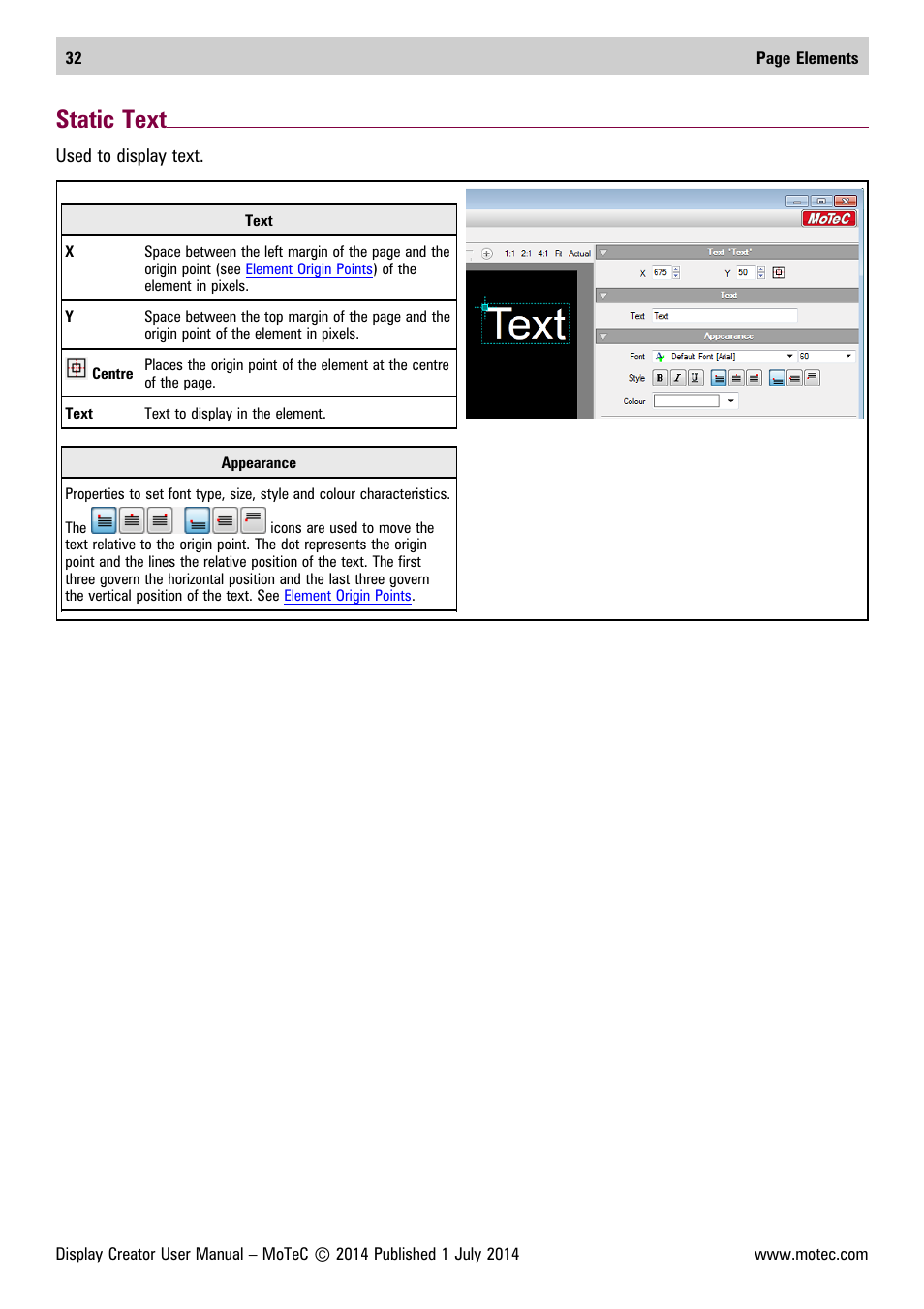 Static text | MoTeC Display Creator User Manual | Page 32 / 66