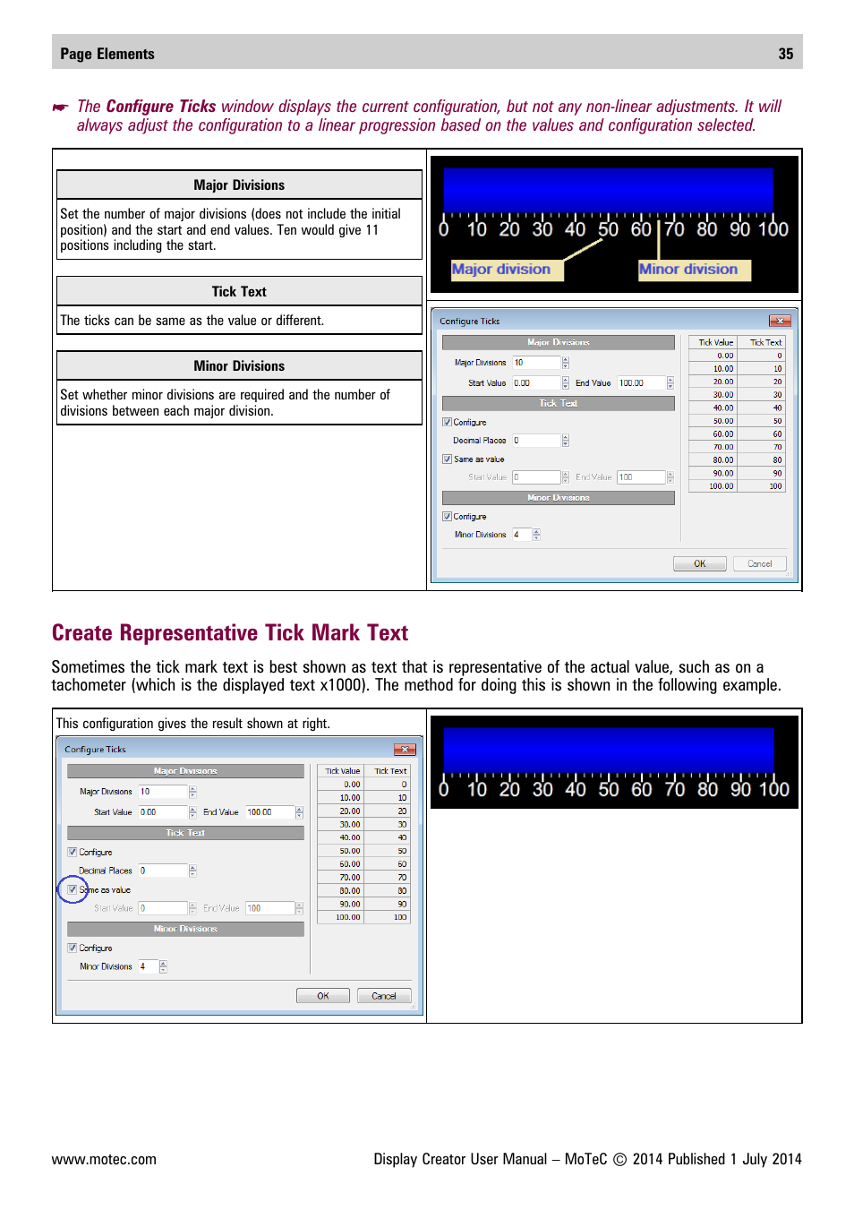 Create representative tick mark text | MoTeC Display Creator User Manual | Page 35 / 66