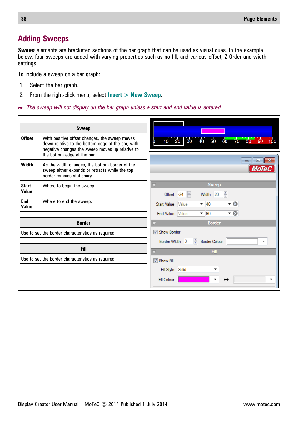 Adding sweeps | MoTeC Display Creator User Manual | Page 38 / 66