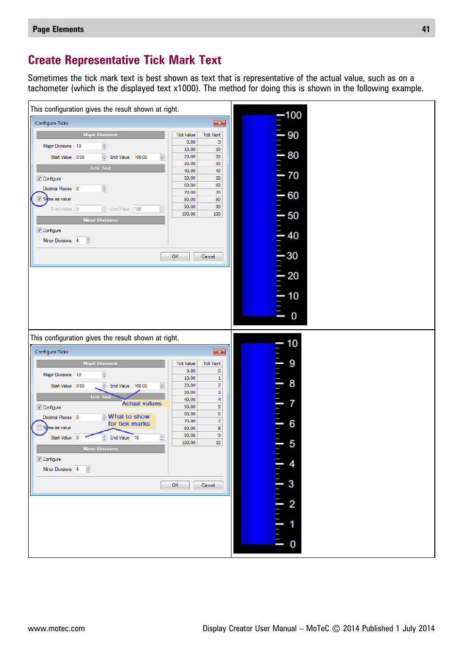 Create representative tick mark text | MoTeC Display Creator User Manual | Page 41 / 66