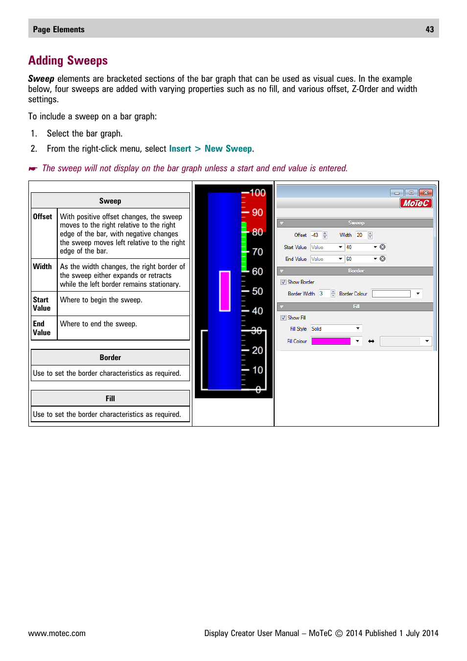 Adding sweeps | MoTeC Display Creator User Manual | Page 43 / 66