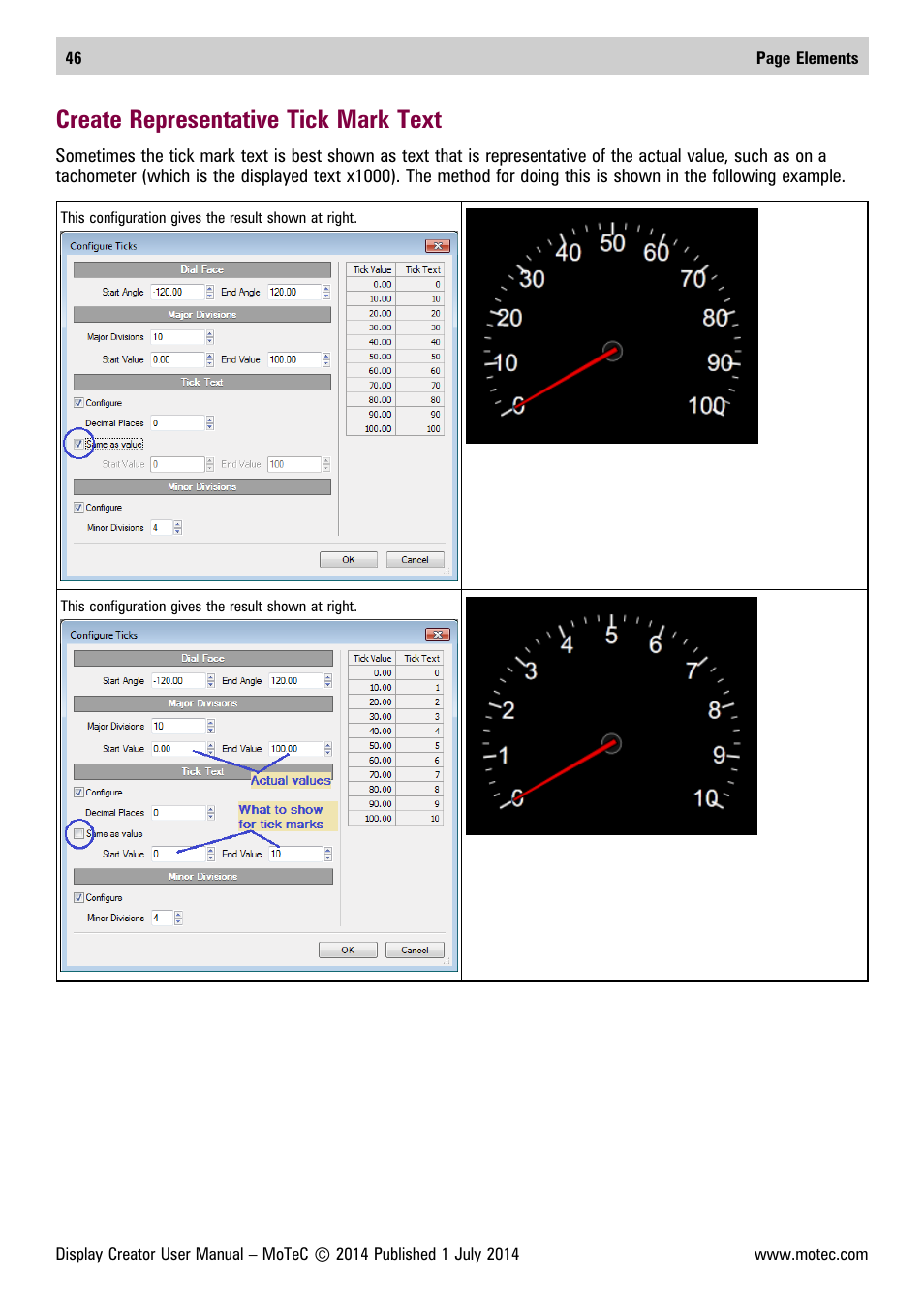 Create representative tick mark text | MoTeC Display Creator User Manual | Page 46 / 66