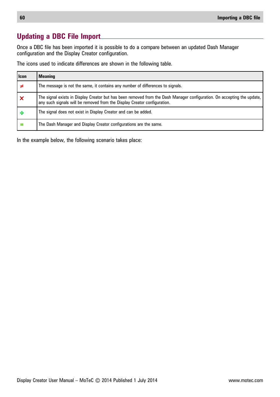 Updating a dbc file import | MoTeC Display Creator User Manual | Page 60 / 66