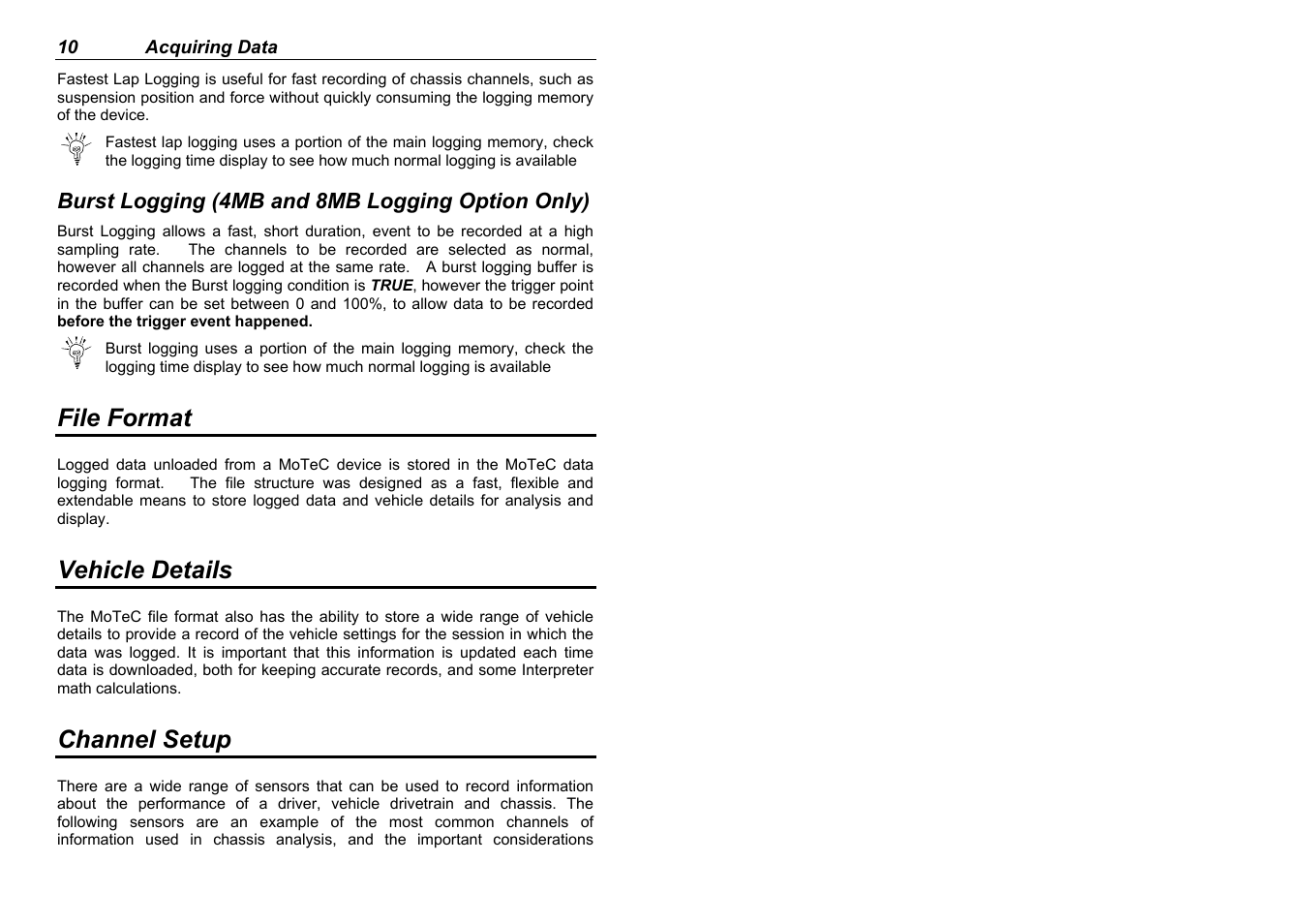File format, Vehicle details, Channel setup | MoTeC Interpreter User Manual | Page 12 / 37