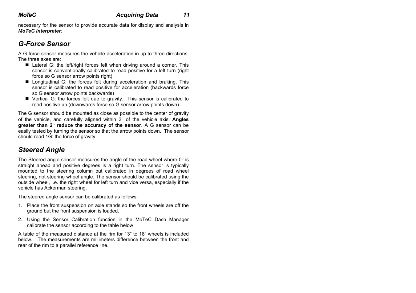 G-force sensor, Steered angle | MoTeC Interpreter User Manual | Page 13 / 37