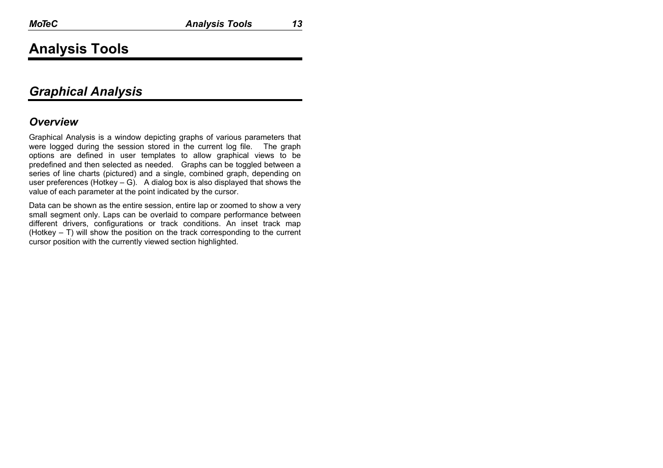 Analysis tools, Graphical analysis | MoTeC Interpreter User Manual | Page 15 / 37