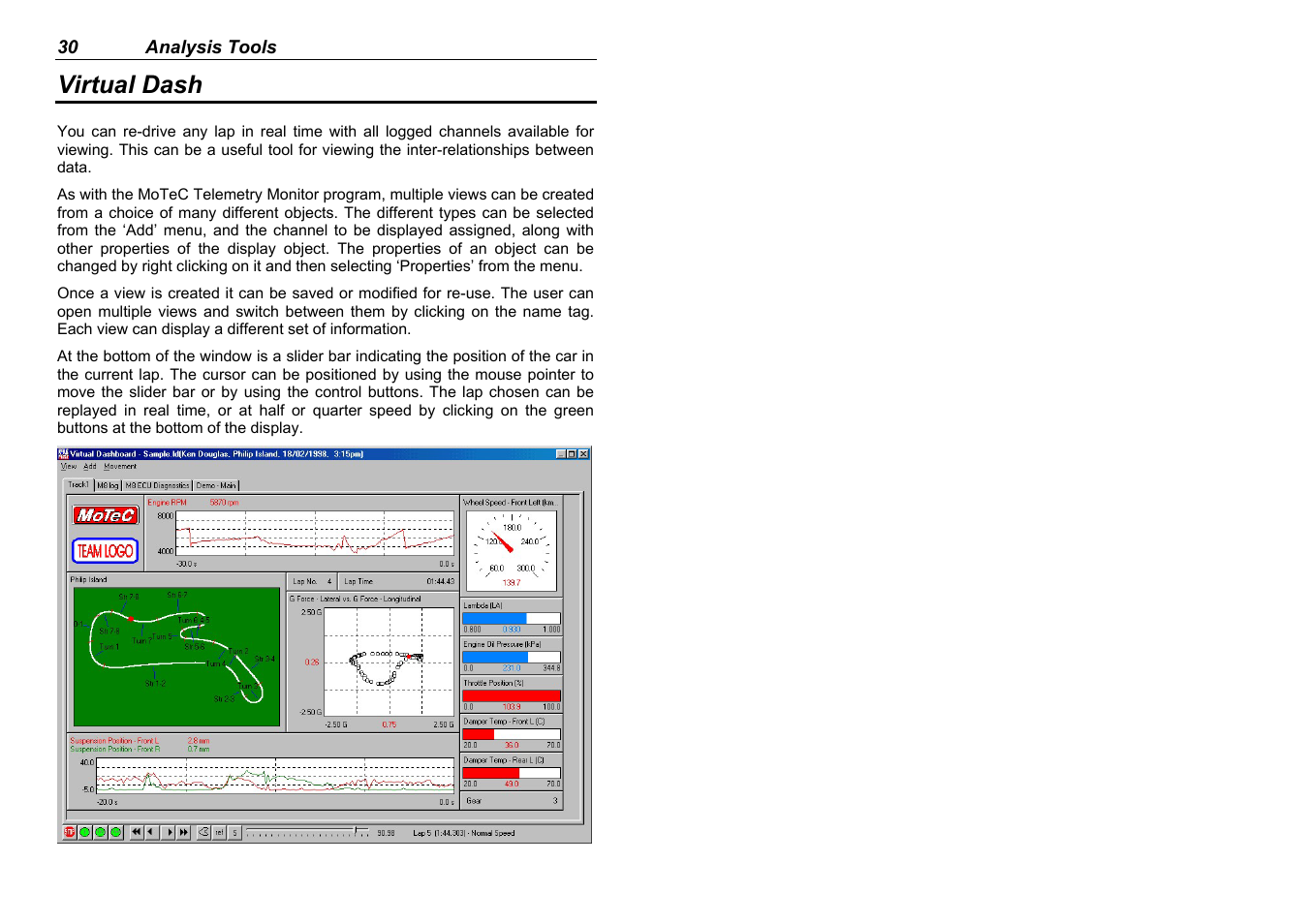 Virtual dash | MoTeC Interpreter User Manual | Page 32 / 37