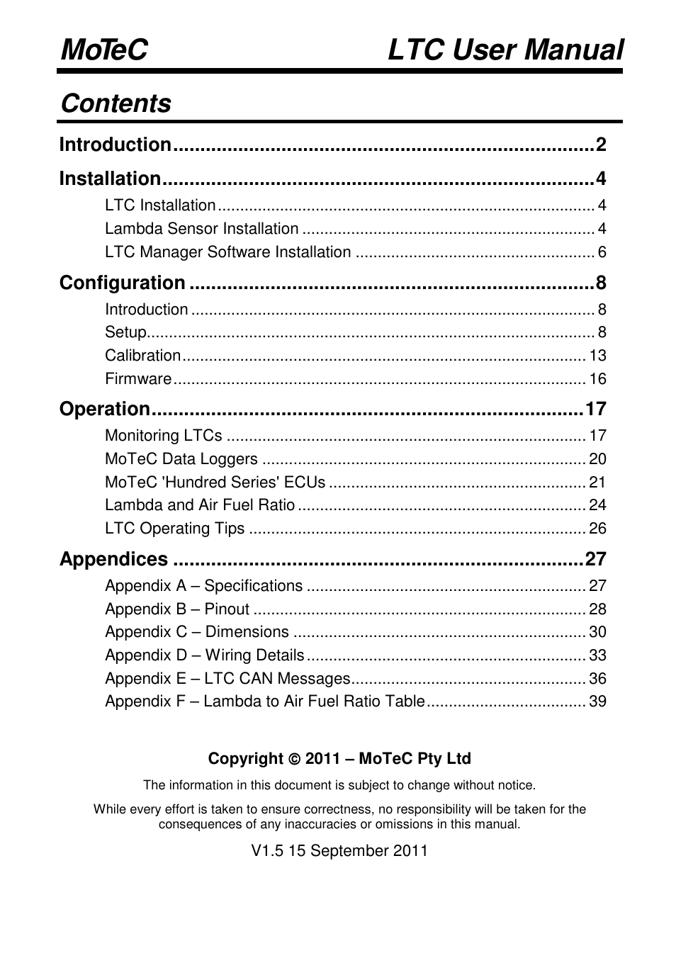 MoTeC LTCN User Manual | 39 pages