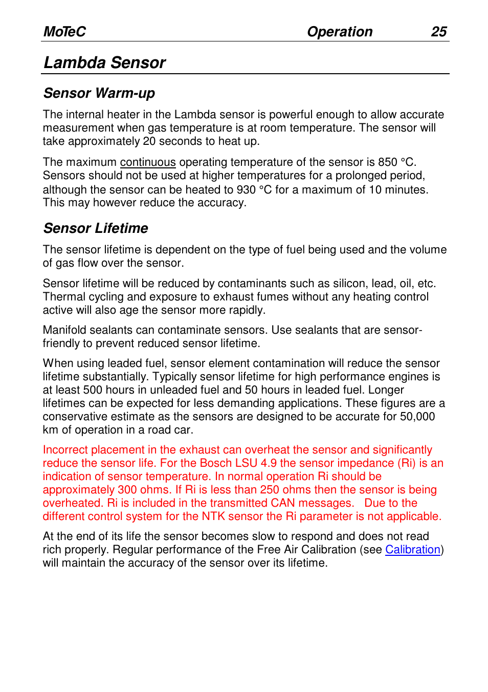 Lambda sensor | MoTeC LTCN User Manual | Page 25 / 39